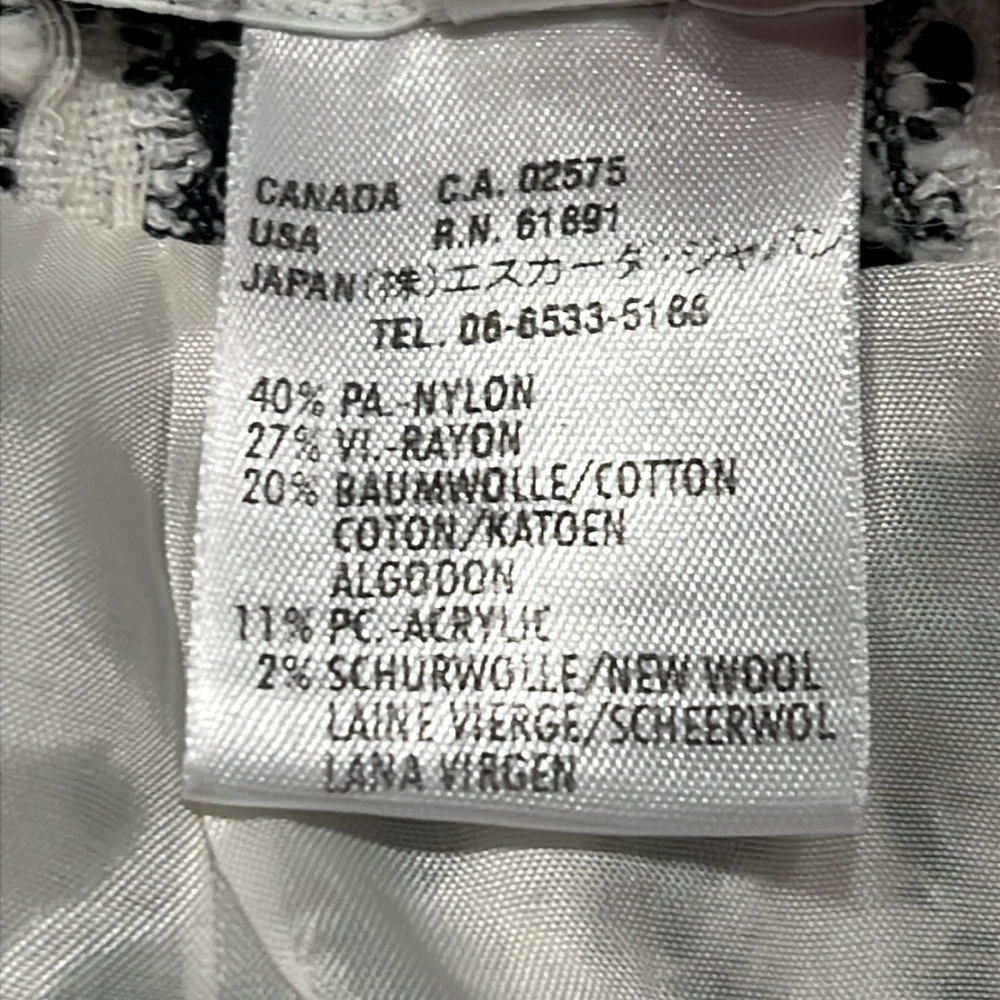 Escada Black and White Tweed Pencil Skirt Sz-40 - Picture 7 of 7